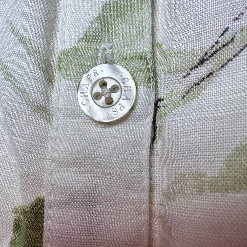 Vintage RL Chaps Linen Midi White Floral Watercolor Lined A-Line Skirt - Size 6 - Picture 3 of 7